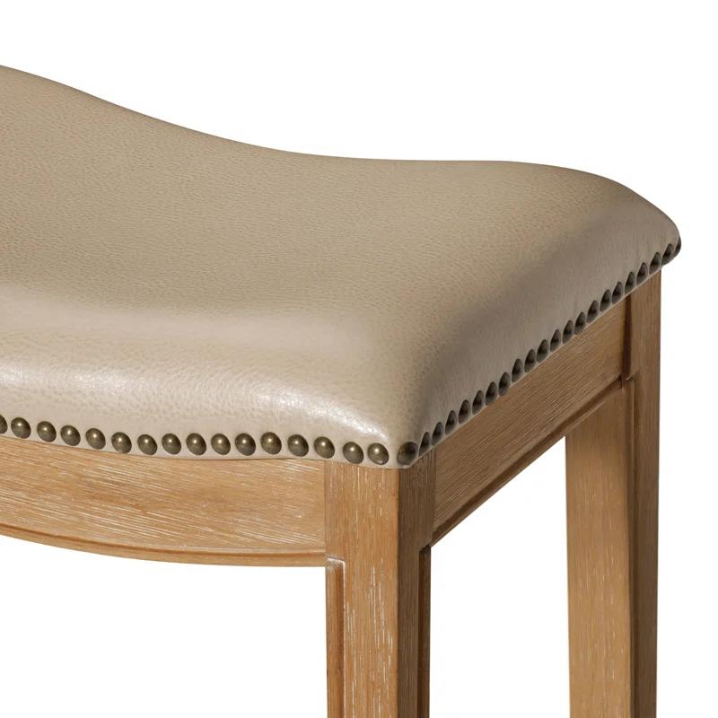 Maven Lane Maven Lane Adrien Backless Saddle Stool with Vegan Leather Upholstery