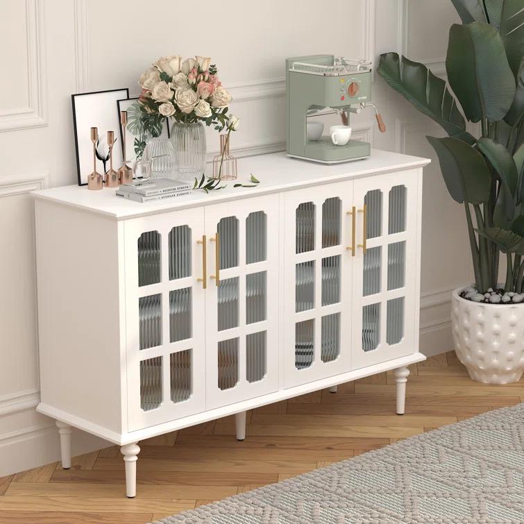 Charlton Home® Eldren 47.6-inch Antique Sideboard with Adjustable Shelves and 4 Glass Doors