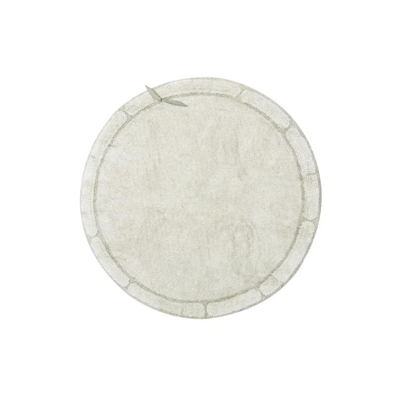 Lorena Canals Round Hand Tufted 3'11.25" x 3'11.25" Cotton/Bamboo Slat / Seagrass Area Rug in Natural/Ivory/Olive