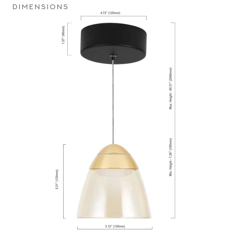 VONN Lighting Roma 5-in 100-277V 1-Light ETL Certified Integrated LED Height Adjustable Pendant Lighting