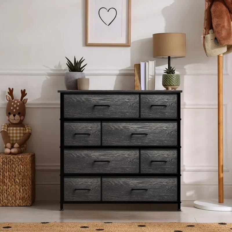 Sorbus Sorbus 8 Drawers Dresser with Steel Frame and Wood Top in Rustic