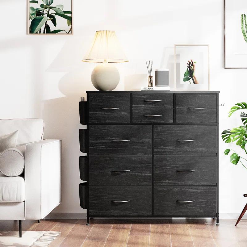 Sienna-Marie 10 - Drawer Dresser, Chest of Drawers for Bedroom with 4 Side Pockets and 2 Hooks