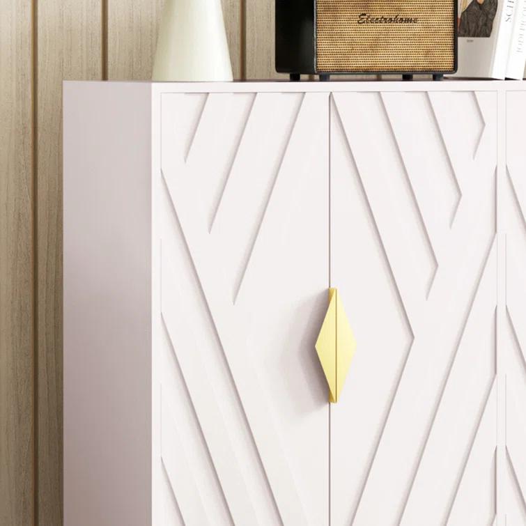 Mercer41 47.2" Accent Cabinet With 3D Geometric Doors