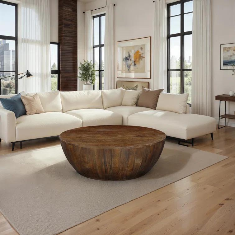 Vivenne Mango Wood Drum Coffee Table