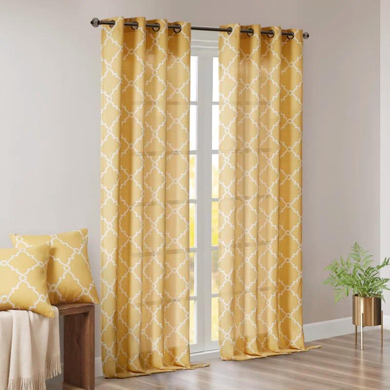 Madison Park Fretwork Print Grommet Top Single Window Curtain Panel