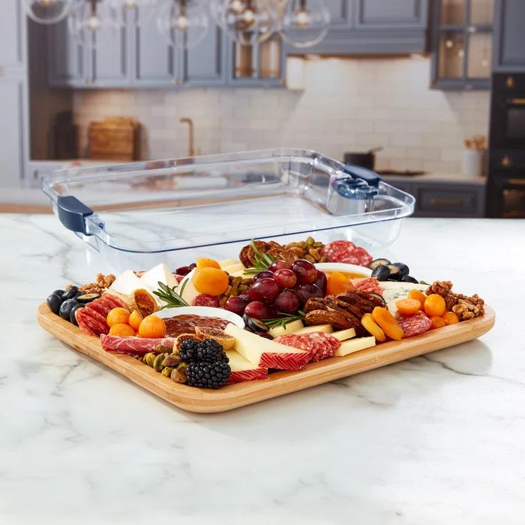 Farberware Farberware Build-A-Board 11 x 14 in. Bamboo Charcuterie Board With Locking Lid