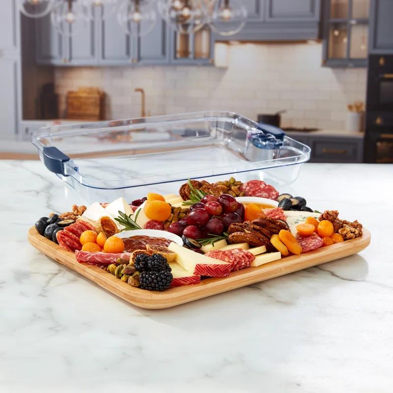 Farberware Farberware Build-A-Board 11 x 14 in. Bamboo Charcuterie Board With Locking Lid
