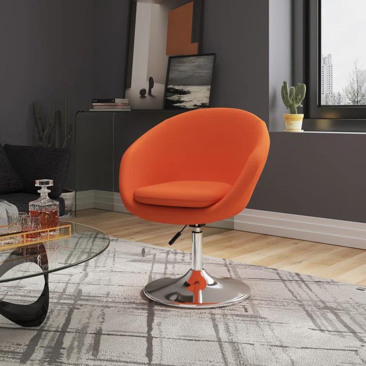 Manhattan Comfort Hopper Upholstered Swivel Accent Chair in Orange
