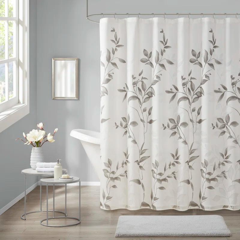 Trent Botanical Burnout Floral Printed Shower Curtain