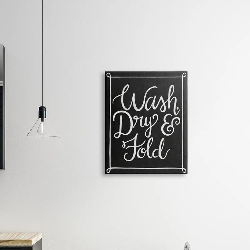 Stupell Industries " Wash Dry And Fold Curved Loop Border Black White "