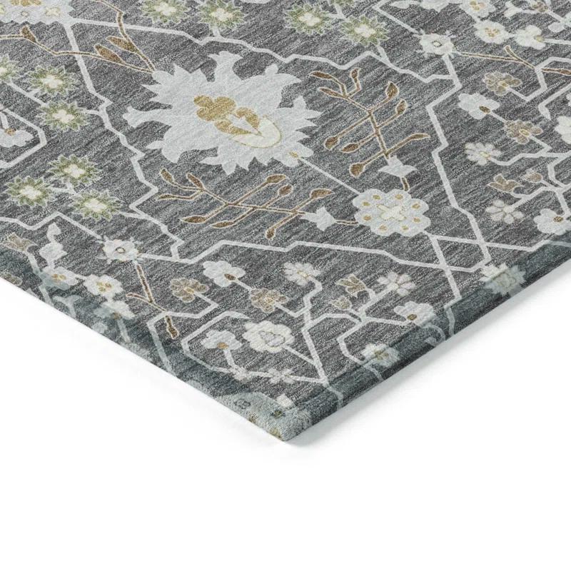 Machine Washable Indoor/Outdoor Chayden ACN1009 Charcoal 8' x 8' Round Rug