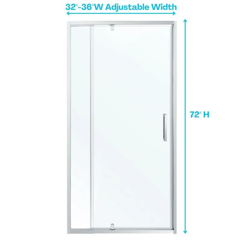 36 in.W - 72 in.H Pivot Shower Door with Clear Glass and Stainless Steel Handle
