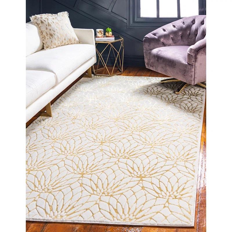 Marilyn Monroe Glitzy Geometric Ivory/Gold Area Rug & Reviews | Wayfair