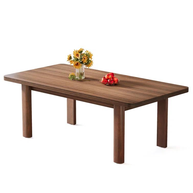 Union Rustic Wood Dining Table For 4-6 People, 63 Inch Farmhouse Kitchen Table With Solid Wood Legs
