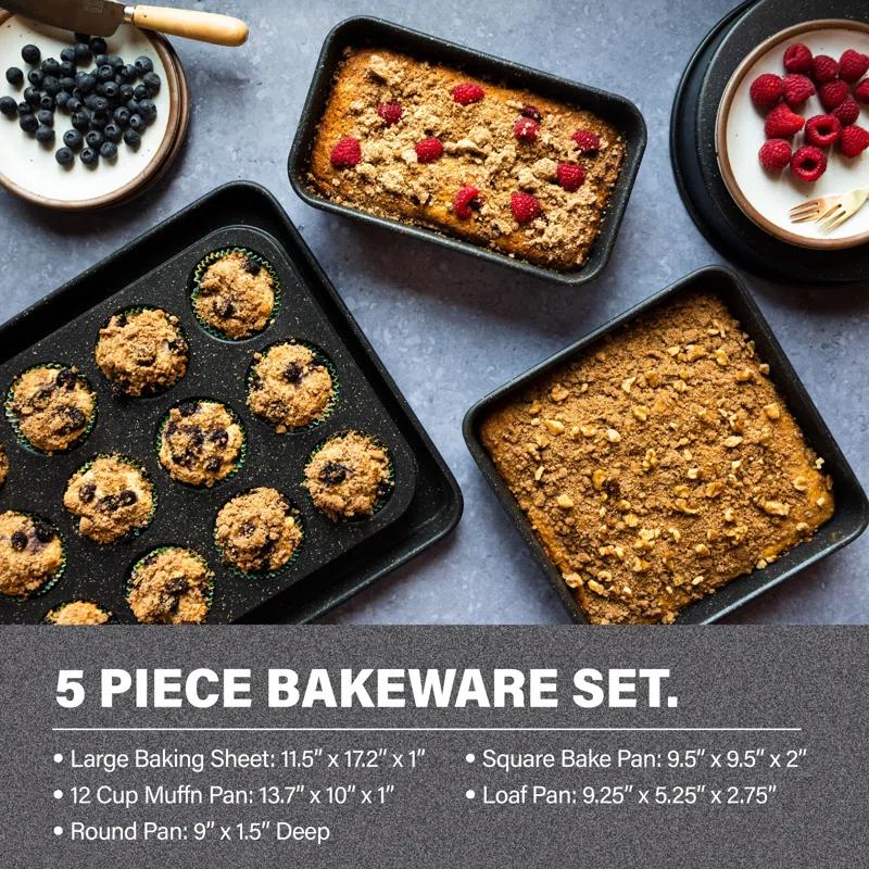 Granitestone Blue 20 Piece Aluminum Non Stick Cookware & Bakeware Set with Ultra Nonstick Surface, Oven & Dishwasher Safe