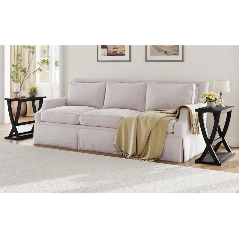 End Table Set Of 2, Narrow Side Table With Storage Shelf, Modern X-Design Slim End Table For Living Room, Bedroom, Small Space, 11.8" D*23.6" W*23.4" D