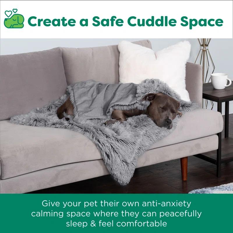 QUALITY FLOORING INC. Waterproof Throw Blanket For Dogs & Indoor Cats, Washable - Shaggy Plush Calming Long Faux Fur & Velvet Dog Blanket