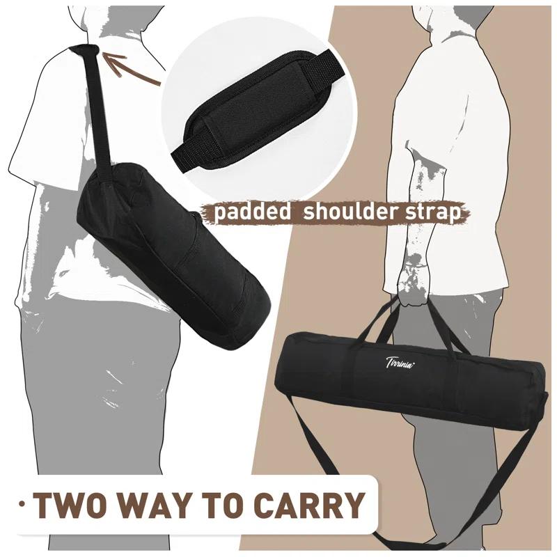 Tirrinia 26x26in Bamboo Picnic Table with Carrying Bag + Free Picnic Pad, Outdoor Portable All-Purpose Table for Concerts, Camping, Beach, Tailgating, Patio, Kitchen, Living Room