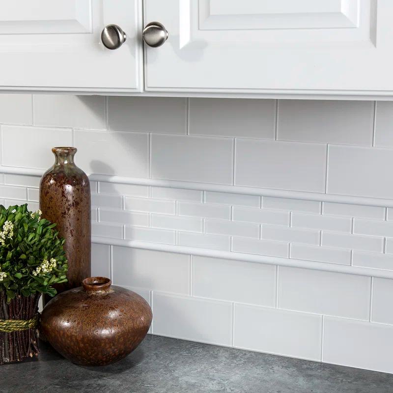 Aspect Aspect Peel and Stick Matted Glass Backsplash Kit in Frost for Kitchen and Bathrooms (15 sq ft Kit)