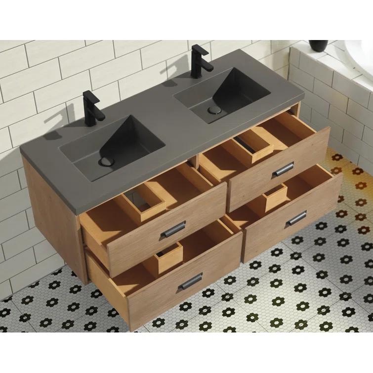 Sand & Stable™ Clary 55'' Double Bathroom Vanity with Concrete Top