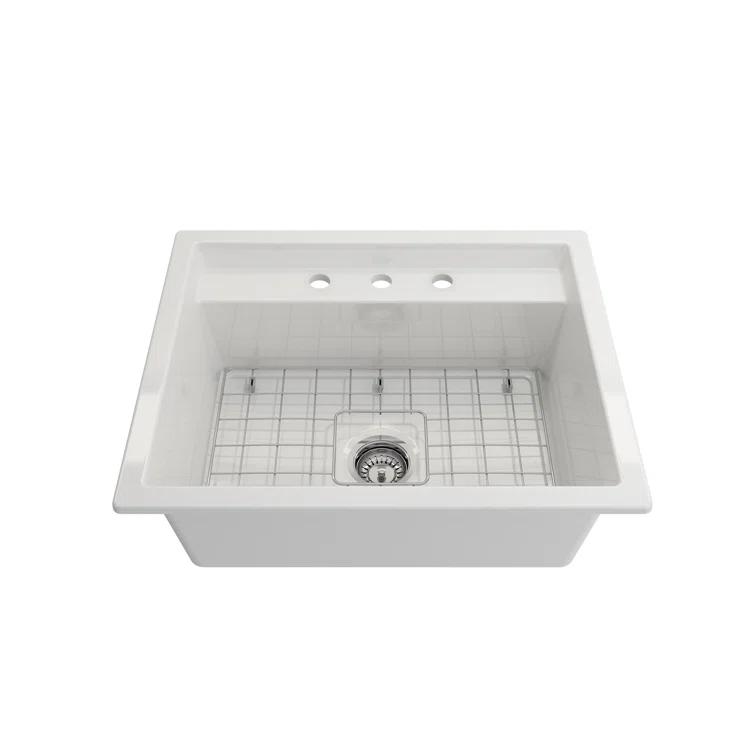 BOCCHI Baveno 27'' L Dual Mount Single Bowl Fireclay Kitchen Sink 1633-001-0127