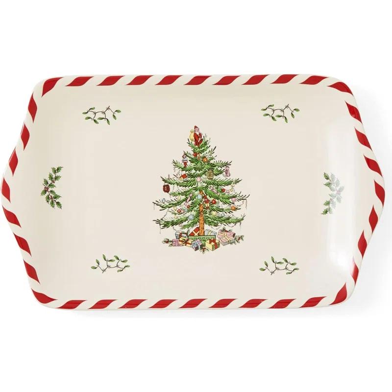 Spode Christmas Tree Peppermint Dessert Tray