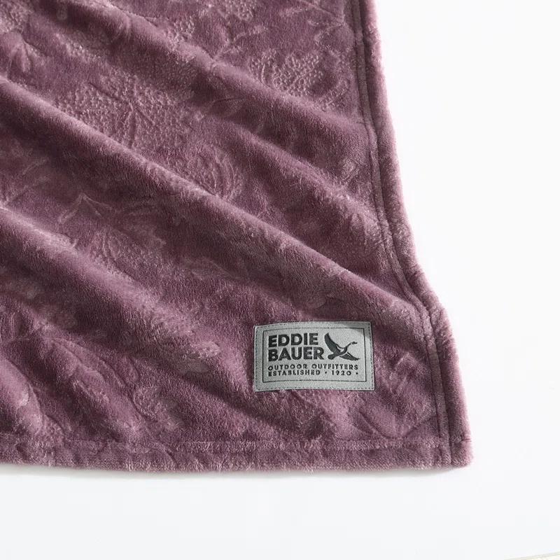 Eddie Bauer Eddie Bauer Woodblock Floral Embossed Signature Plush Throw Blanket