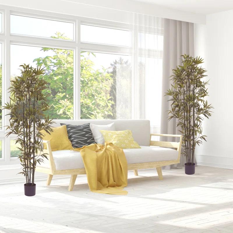 Pure Garden Artificial Bamboo Tree - 6FT Fake Plant with Adjustable Leaves and Pot - Faux Plants Indoor for Home, Restaurant, or Office Décor