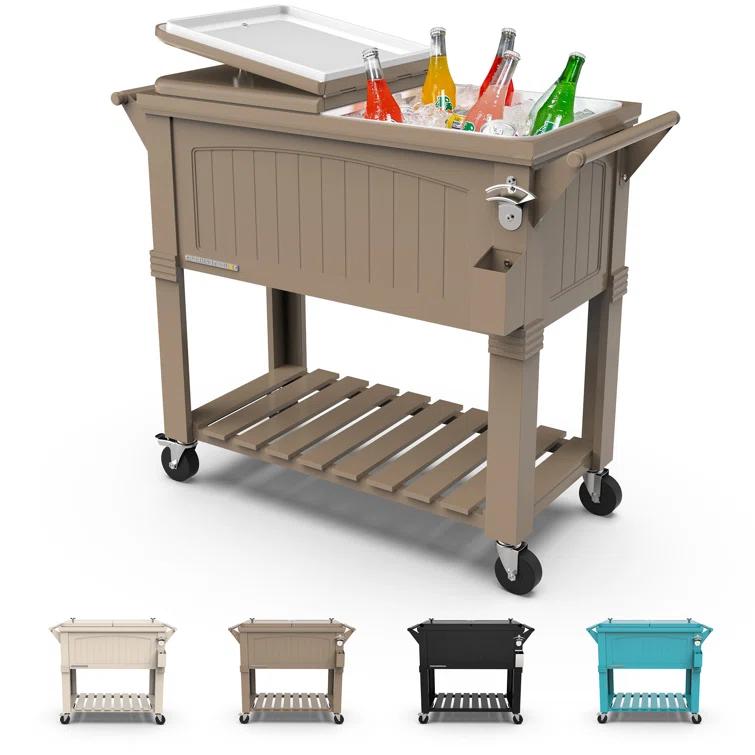 Permasteel 80 Qt. Furniture Style Rolling Patio Cooler