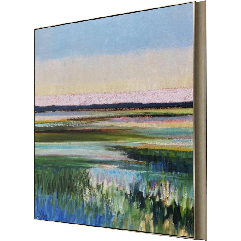 HomeRoots Tidal Waters Gold Framed Print Wall Art