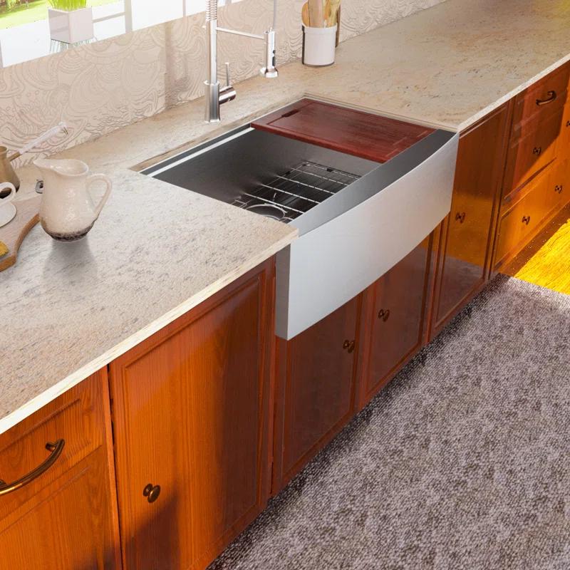 30" L x 22" W Workstation Farm Kitchen Sink Stainless Steel Single Bowl Apron Front Kitchen Sink