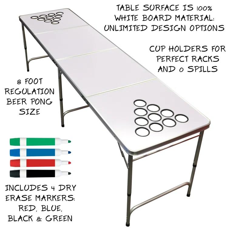 GoPong GoPong 8-Foot Customizable Dry-Erase Beer Pong Set