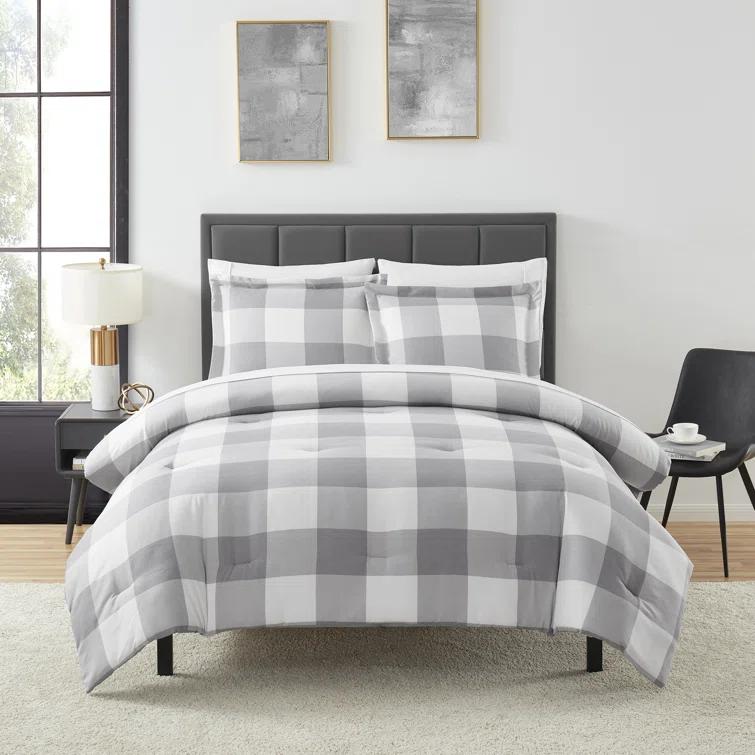 Sweet Home Collection Herringbone Weave Buffalo Check Bed in a Bag Comforter & Sheet Set