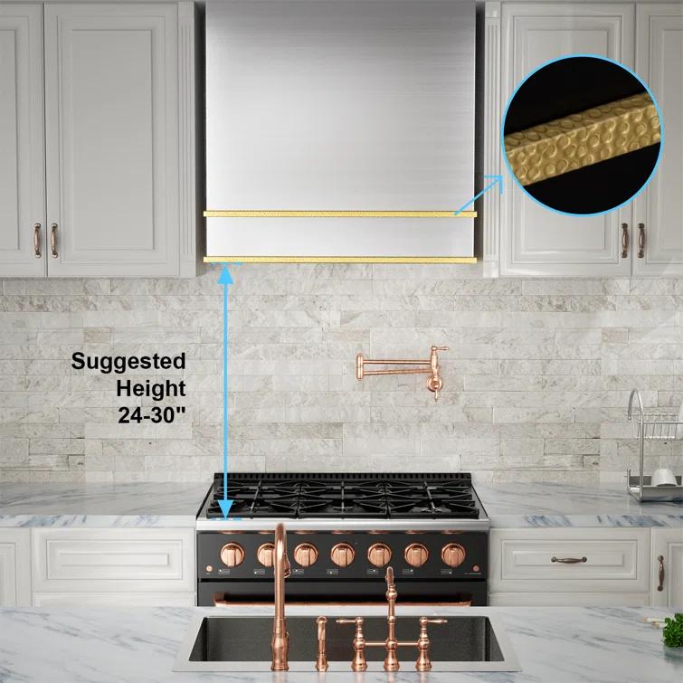 Akicon Akicon 30" Stainless Steel 600 CFM Ducted (Vented) Wall Mounted Required Range Hood AK-HS30HB-BSG