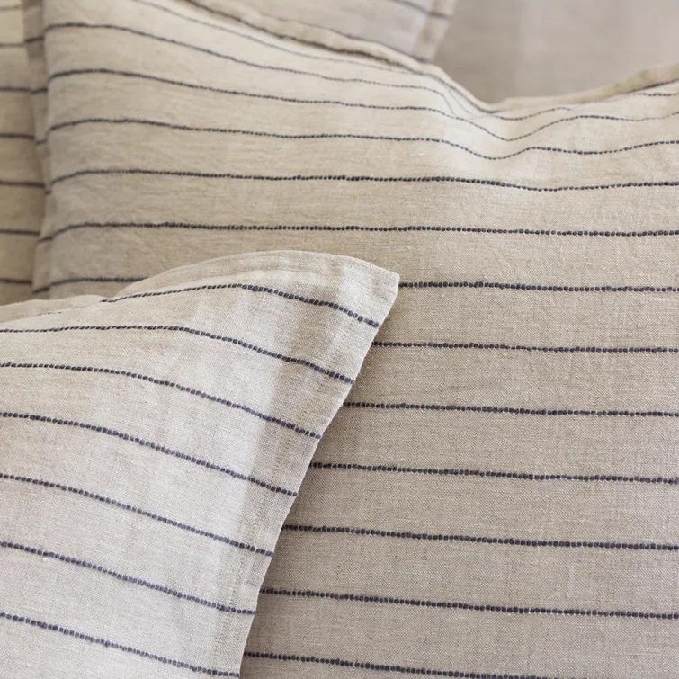 Blake Linen Sham by Pom Pom at Home - Flax and Midnight / Standard