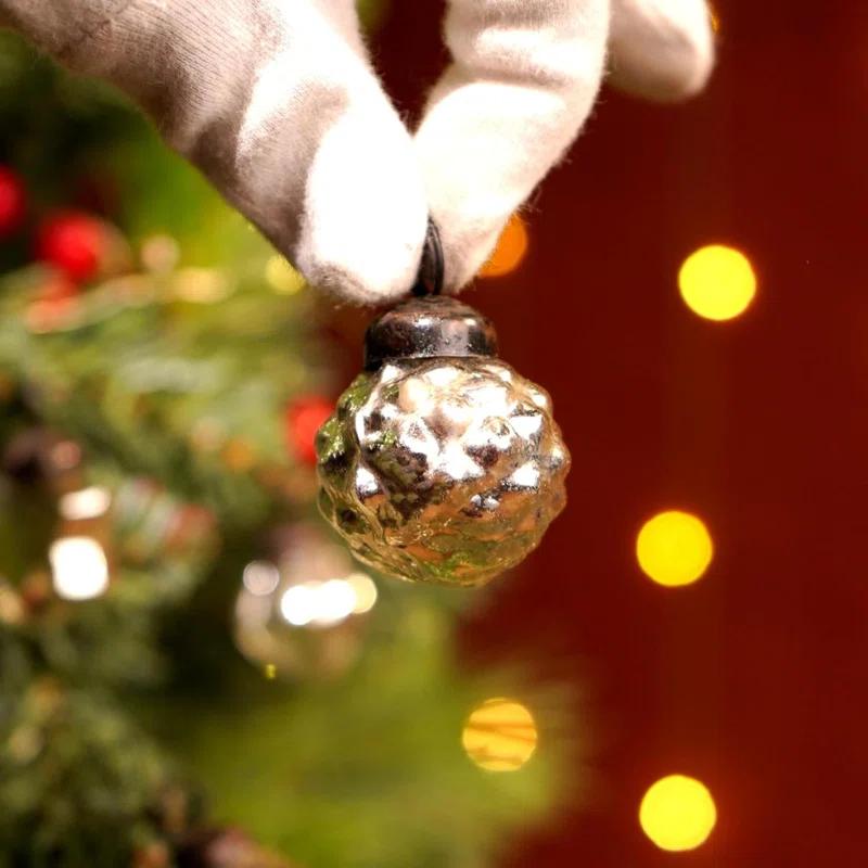 25 Piece Silver Mercury Glass Christmas Ornaments Vintage Christmas Decorations For Tree, Halloween, New Year, Valentine Day, Holidays, Event And Wedding Party Decor