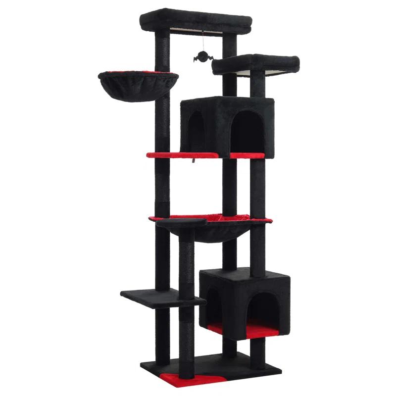 Latitude Run® 69" Tall Cat Tree Tower For Indoor Large Cats With Super Large Hammock, Scratching Posts, Condo House And Large Top Perch