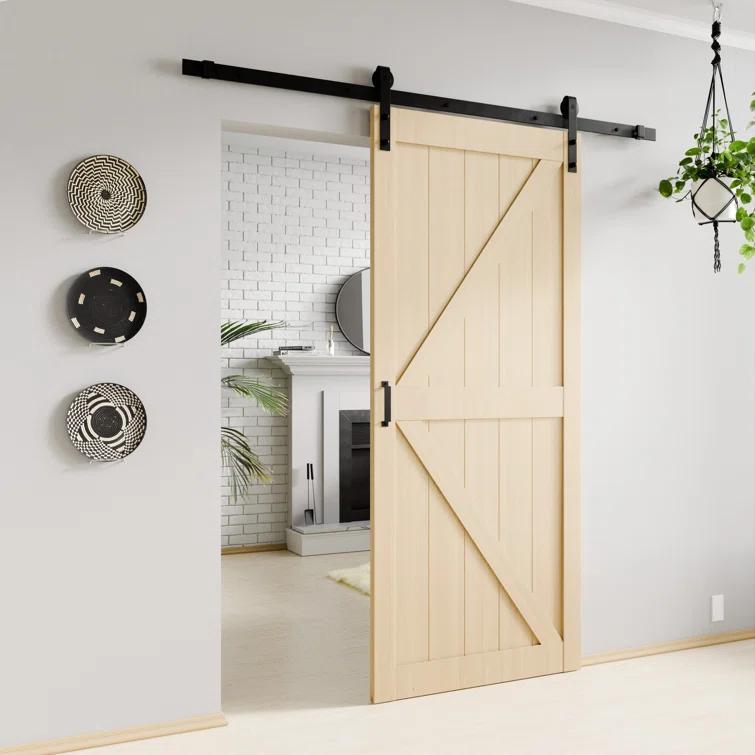 ANZZI ANZZI Heavy Duty Sturdy Wood Single Sliding Barn Door - Solid Core MDF And PVC - Knockdown Design - Hardware Included - Space-Saving Solution