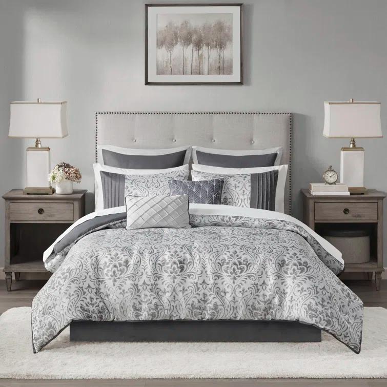 Madison Park Emilia 12 Piece Jacquard Comforter Set with Bed Sheets