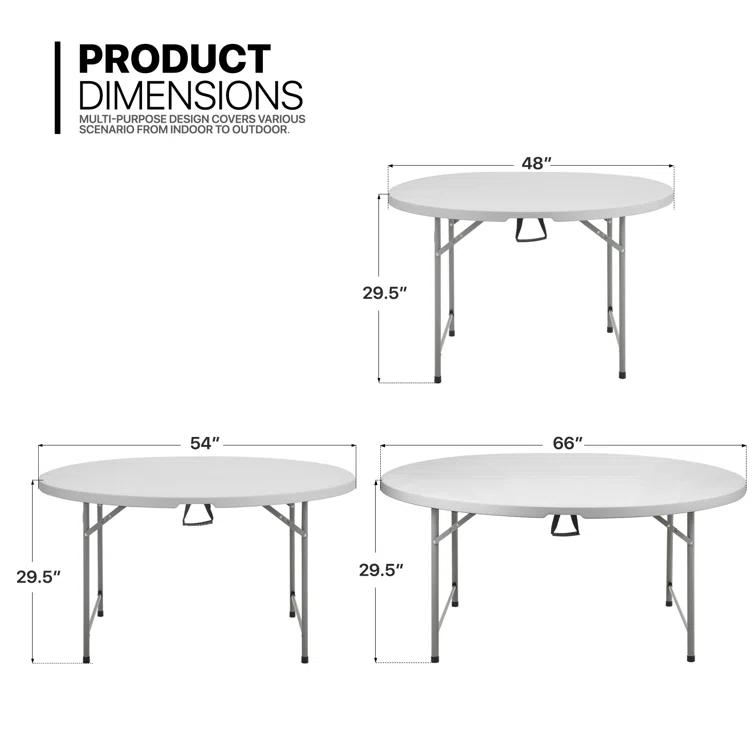 Plastic Round Folding Table, Portable Foldable Party Banquet Table for Camping Dining Outdoor Picnic