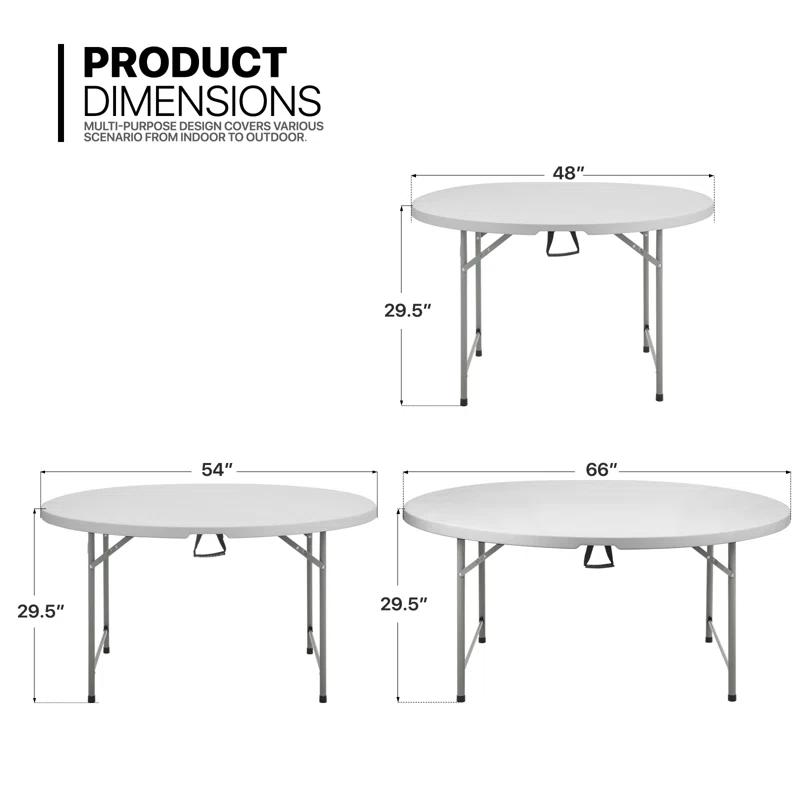 Plastic Round Folding Table, Portable Foldable Party Banquet Table for Camping Dining Outdoor Picnic
