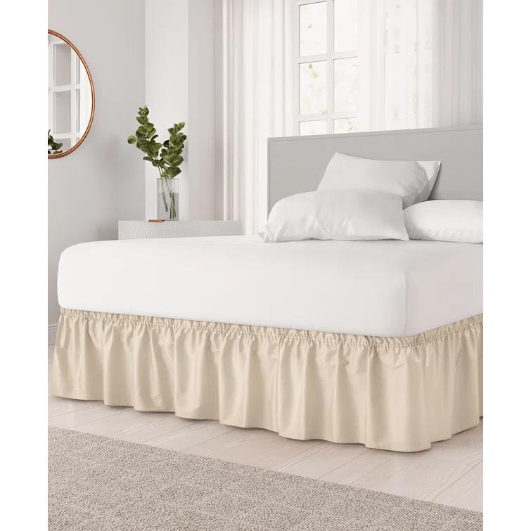CGK Linens Ruffled Elastic Wrap Around Tailored Bed Skirt