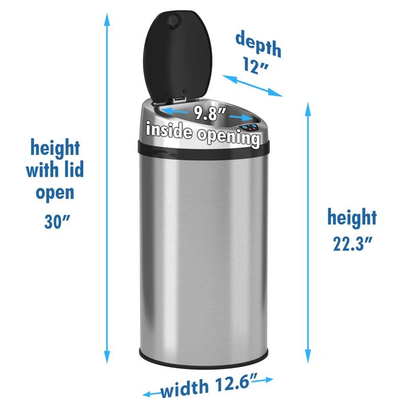 Stainless Steel 8 Gallon Motion Sensor Trash Can