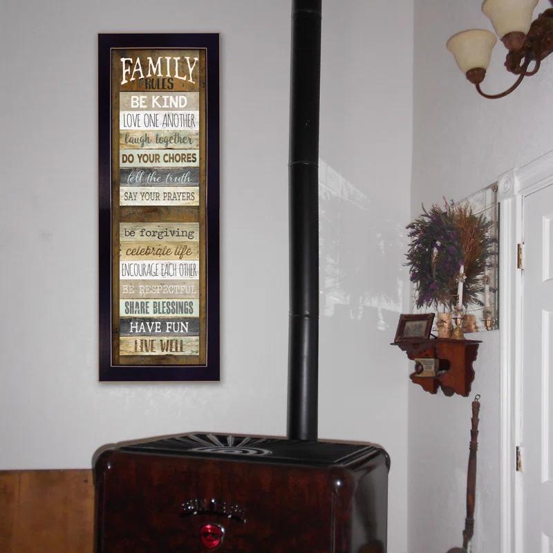Winston Porter Family Rules Shutter Framed Wall Art for Living Room, Home Wall Decor Framed Print By Marla Rae & Reviews | Wayfair