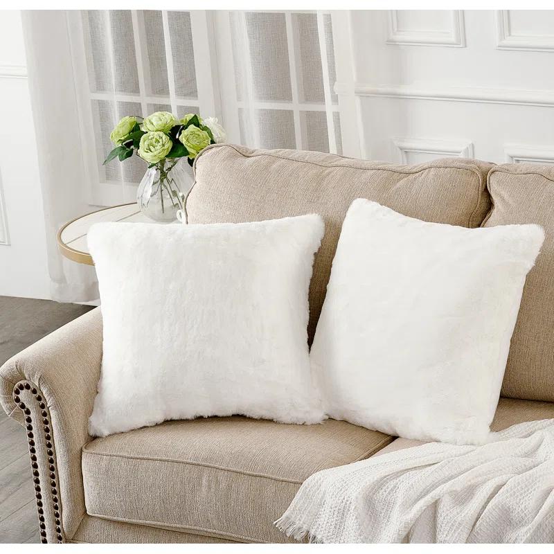 Home Soft Things Heavy Faux Fur Throw Pillow Cover (Set of 2)