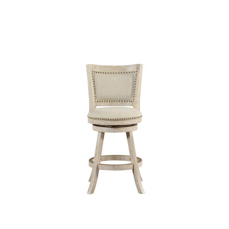 Dovecove Falken Swivel Upholstered Counter Stool with Solid Wood Frame