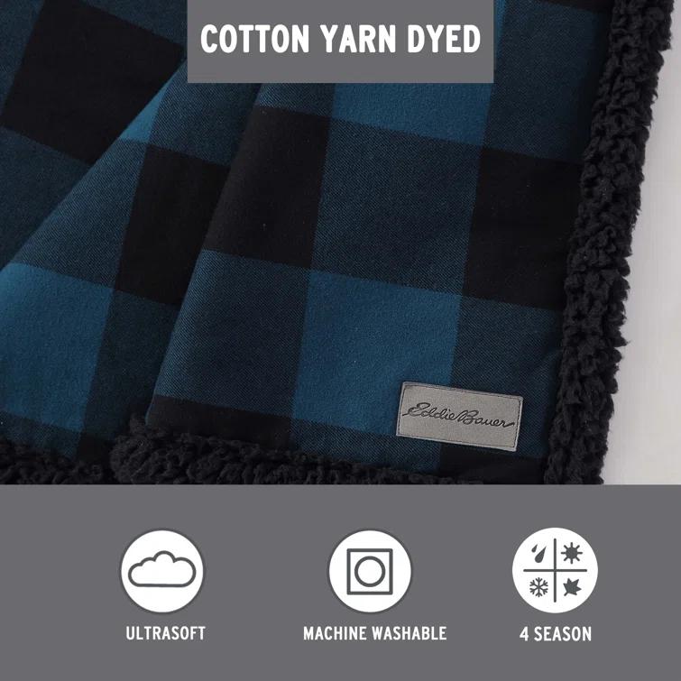 Eddie Bauer Eddie Bauer Cabin Plaid Flannel/Sherpa Throw Blanket