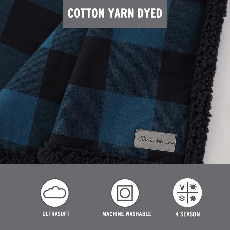 Eddie Bauer Eddie Bauer Cabin Plaid Flannel/Sherpa Throw Blanket