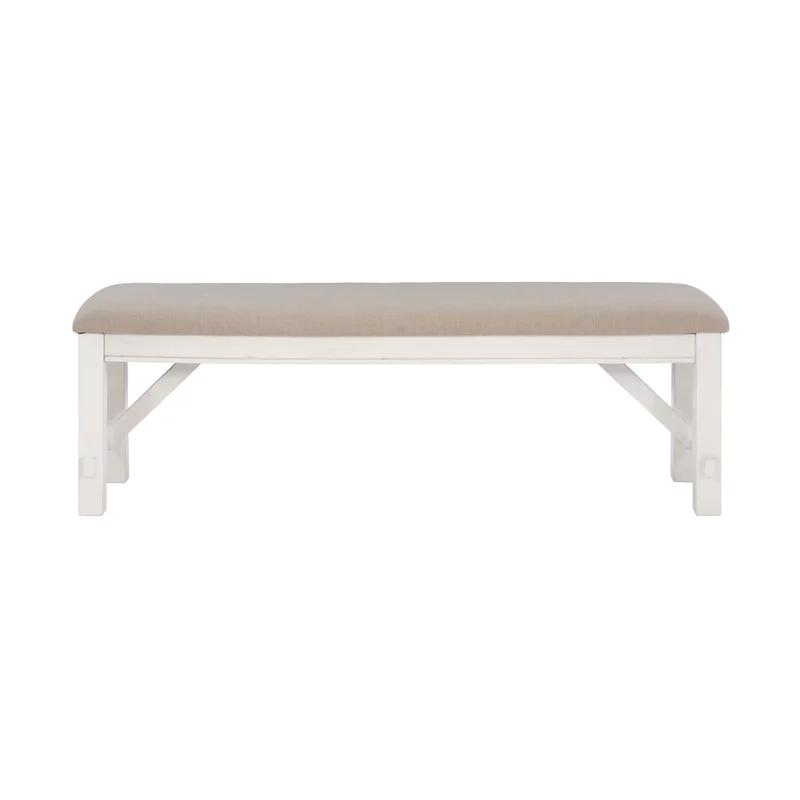 Gigi 60" Solid Wood and Upholstered Farmhouse Dining Bench