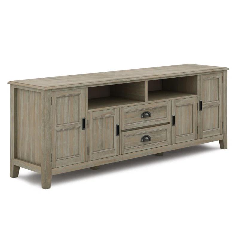 Simpli Home Burlington 72"W Solid Wood TV Stand for TVs up to 80" with 4 Cabinets